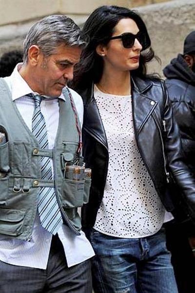 April 12, 2015 - New York City, NY, USA - Amal Clooney joined her hsuband George Clooney on the downtown set of his new movie 'Money Monster' on April 12 2015 in New York City (Credit Image: © Nancy Rivera/Ace Pictures/ZUMA Wire) (c) Zumapress / IBL