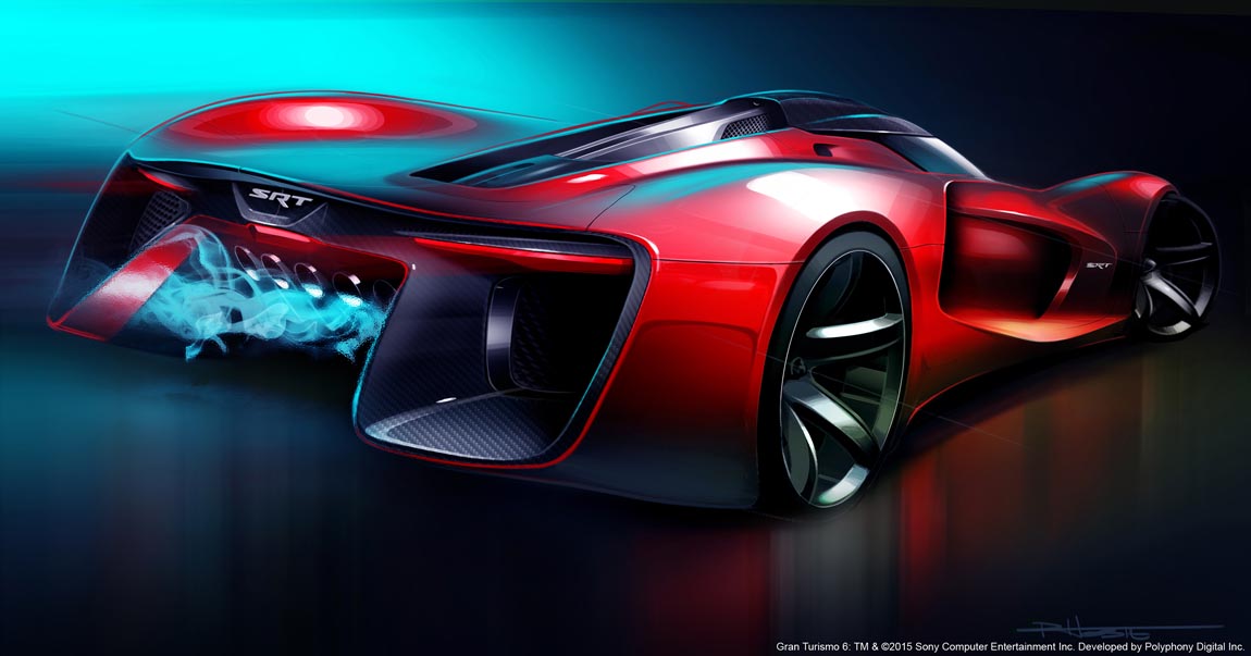 SRT Tomahawk Vision Gran Turismo Concept Rear View Sketch