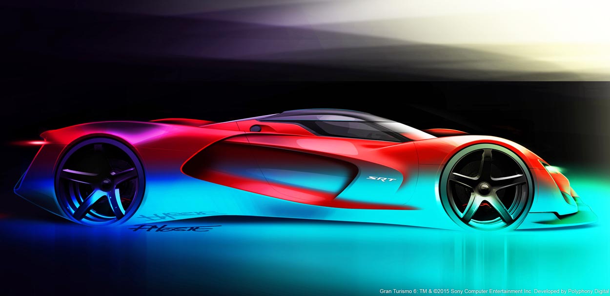 SRT Tomahawk Vision Gran Turismo Concept Side View Sketch