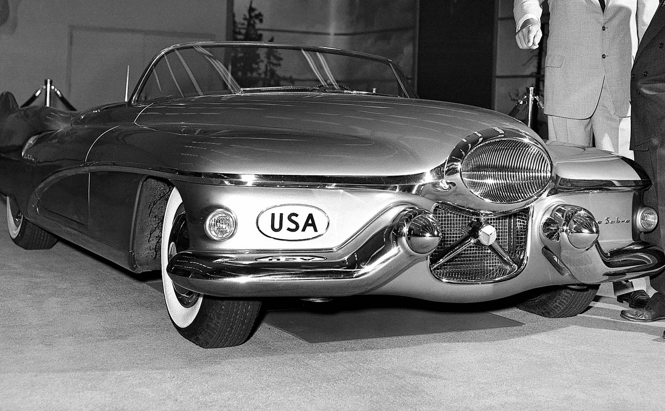 GM Design Chief Harley Earl (left) Shows Off a 1951 LeSabre