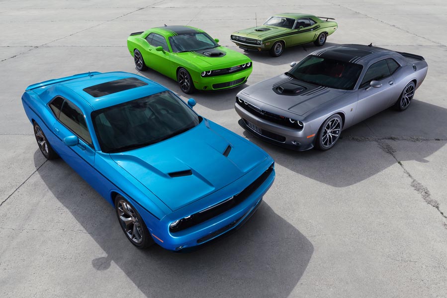 From Front to back: 2015 Dodge Challenger SXT, 2015 Challenger 3