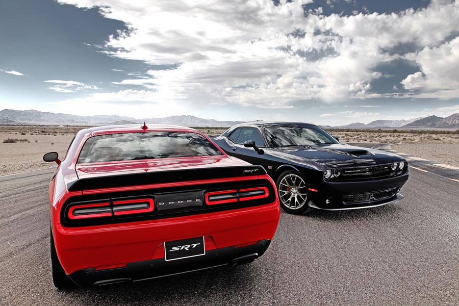 2015 Dodge Challenger SRT with the HEMI® Hellcat (left) and Dod