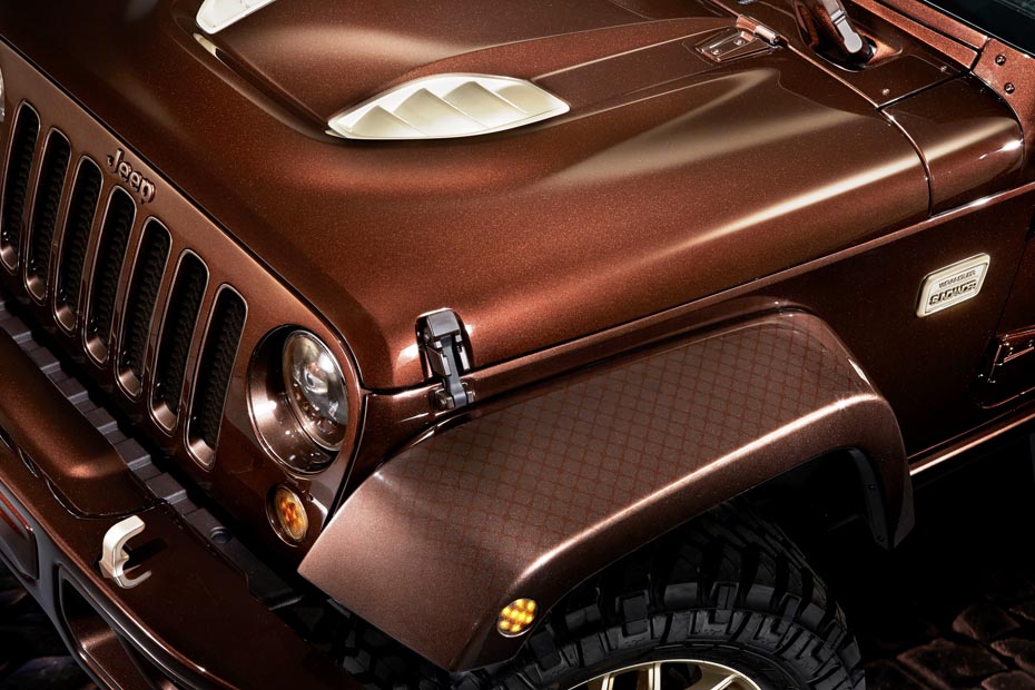 Jeep® Wrangler Sundancer design concept combines the legendary capability of the Jeep Wrangler with premium interiors inspired by luxury labels at the 2014 Beijing Motor Show.