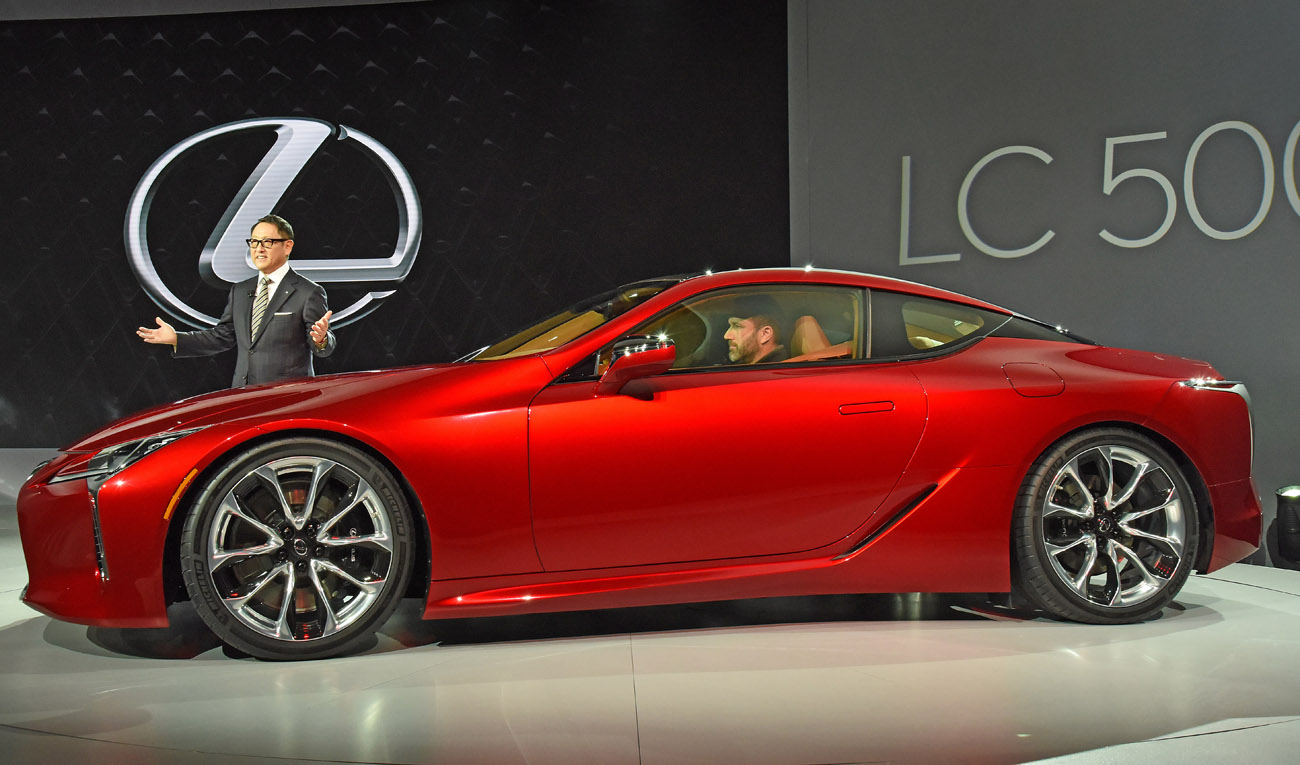 Detroit – January 11, 2016 – Akio Toyoda, Toyota Motor Corporation President and Lexus Chief Branding Officer unveiled the all-new Lexus LC 500 luxury sports car at the North American International Auto Show. Lexus LC 500 features a 467 hp., V-8 engine, a 10-speed automatic transmission and amazing driving dynamics. For more information contact Maurice Durand at 714-889-9908.