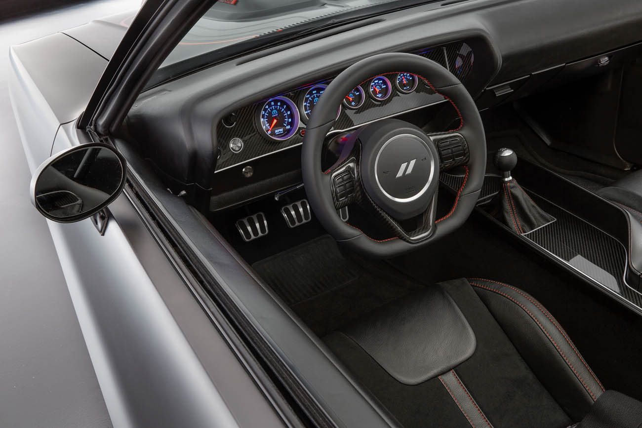 The interior of the Dodge Shakedown Challenger is further transf